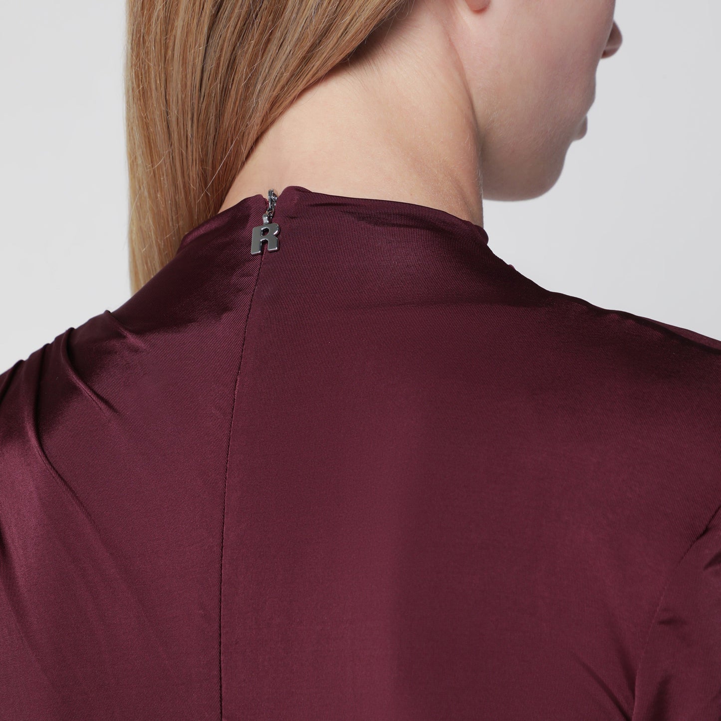 Rotate Burgundy Draped Mini Dress Women ROTATE