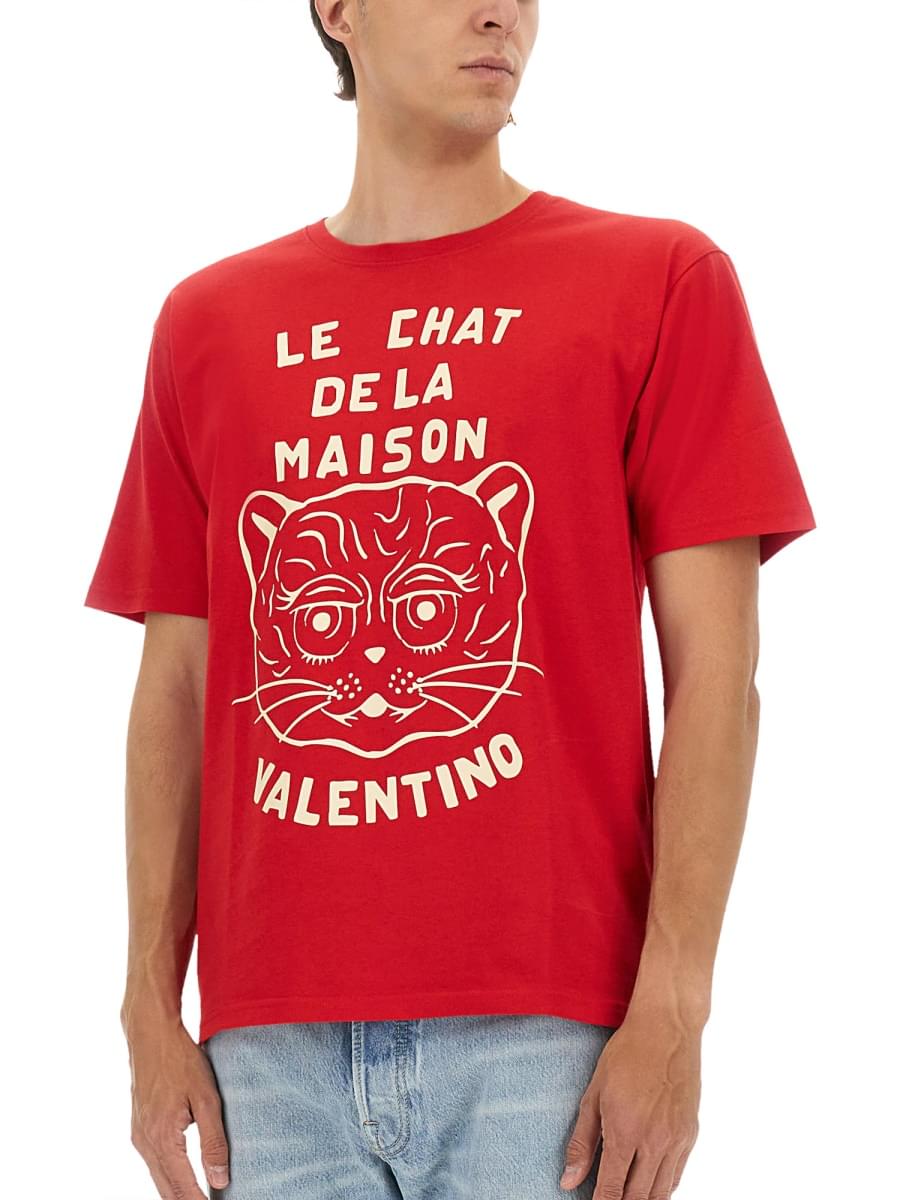 Valentino Men T-Shirt With "Chat De La Maison" Print VALENTINO