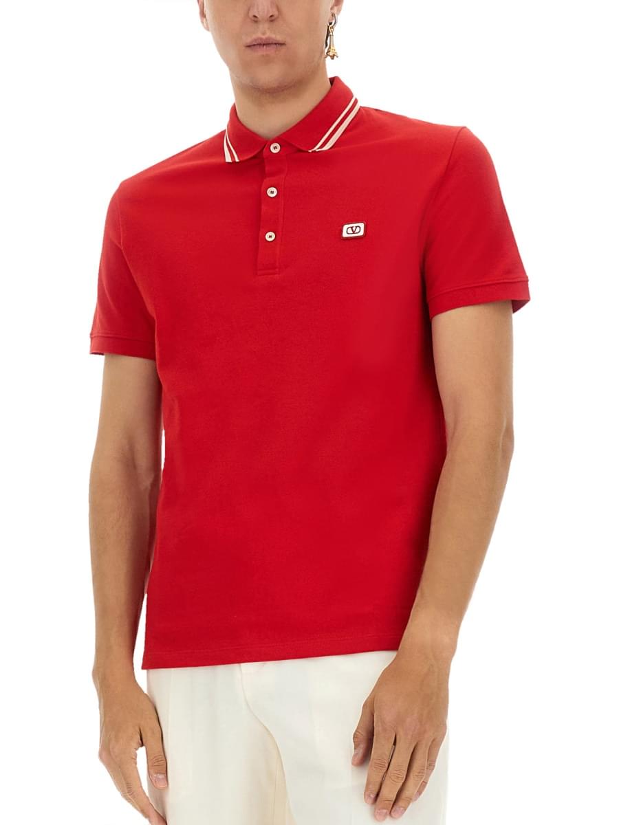 Valentino Men Polo Shirt With Signature Vlogo VALENTINO