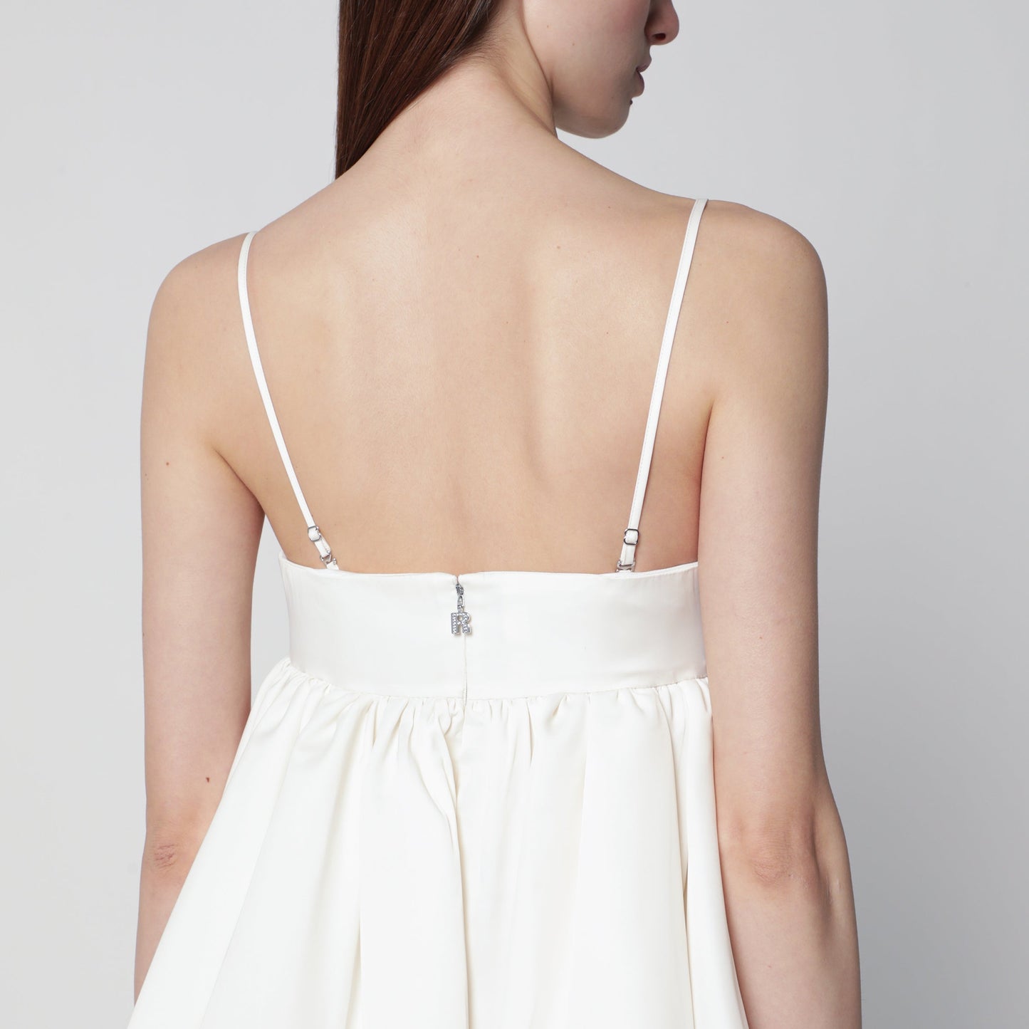 Rotate Strapless Balloon Mini Dress In Satin, Egret Women ROTATE