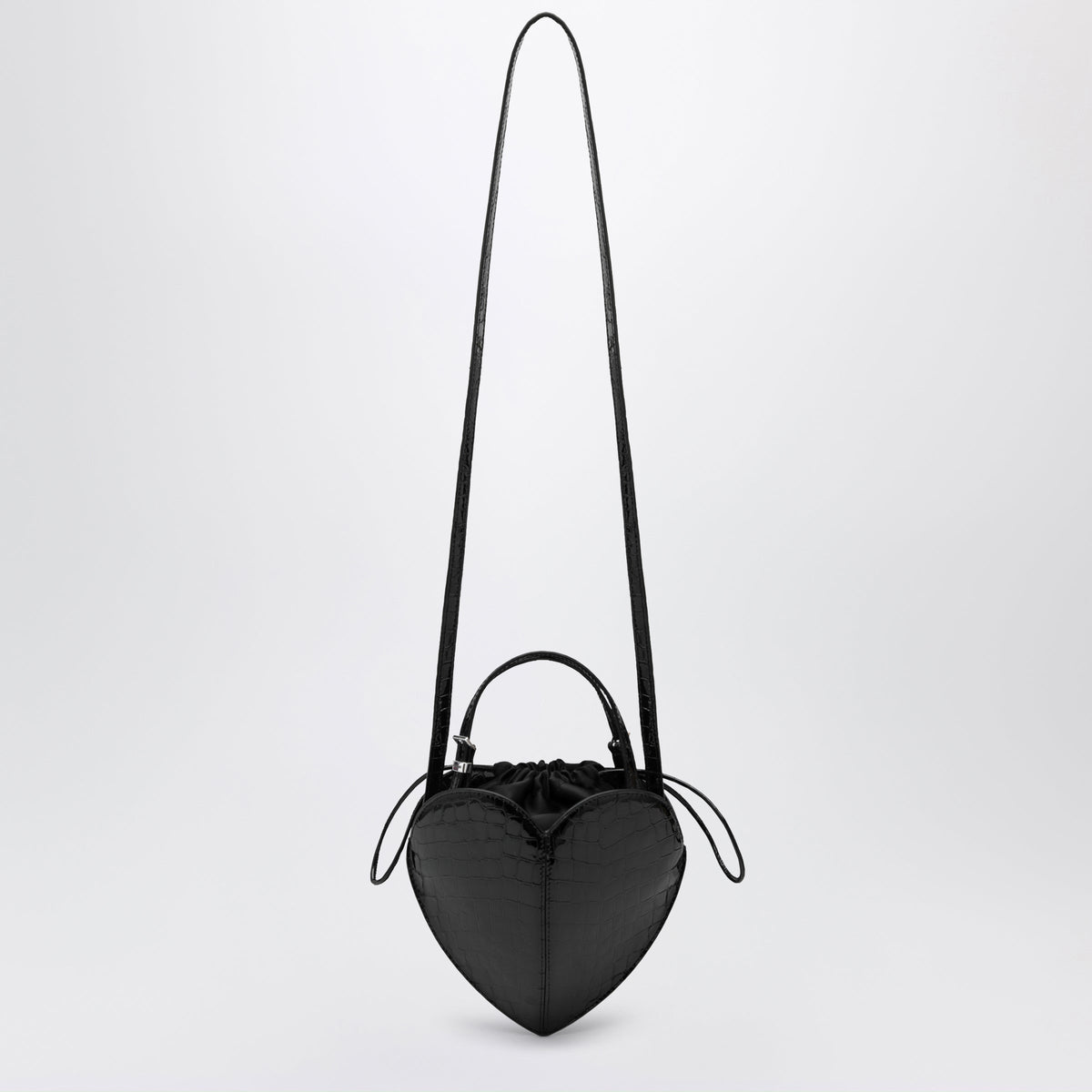 Rotate Heart Bag Croco Croc-Effect Patent Leather Bag In Black Women ROTATE