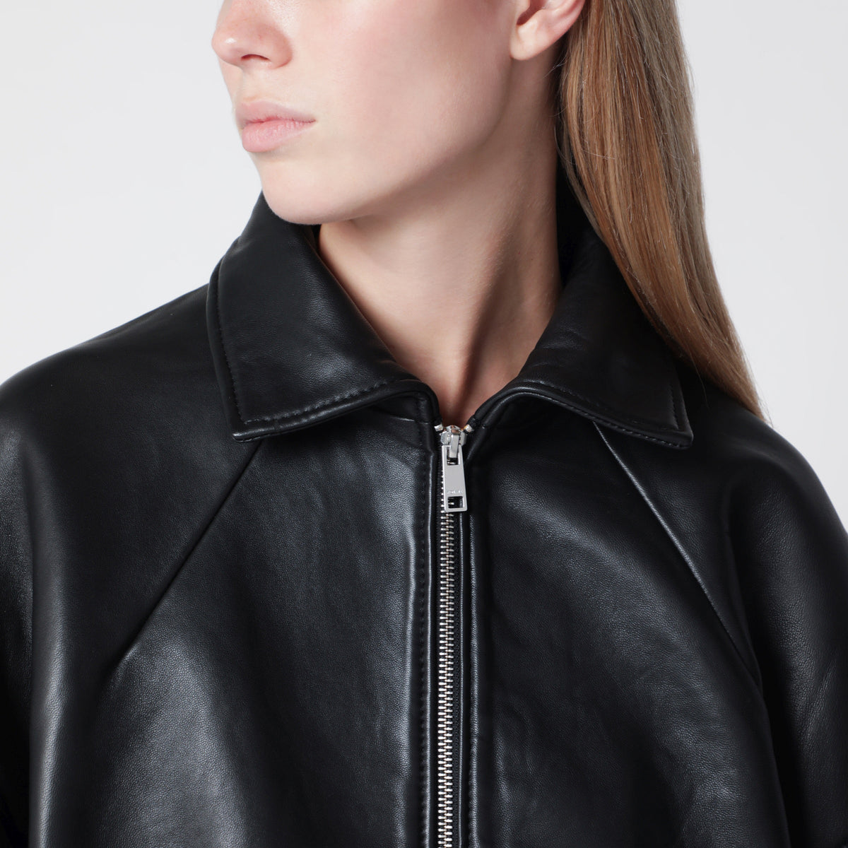 Rotate Black Cropped Leather Jacket Women ROTATE