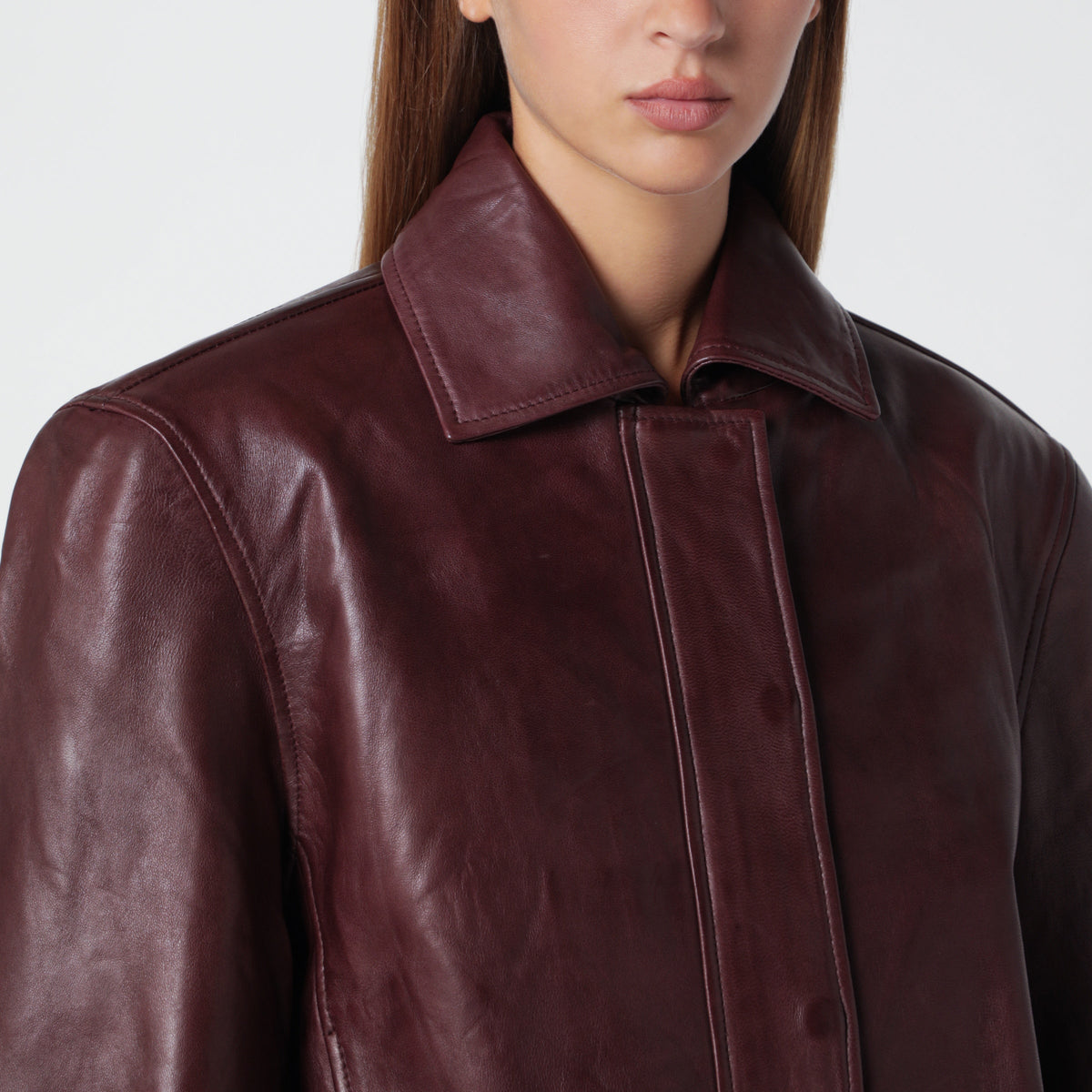 Rotate Boxy Square Brown Leather Jacket Women ROTATE