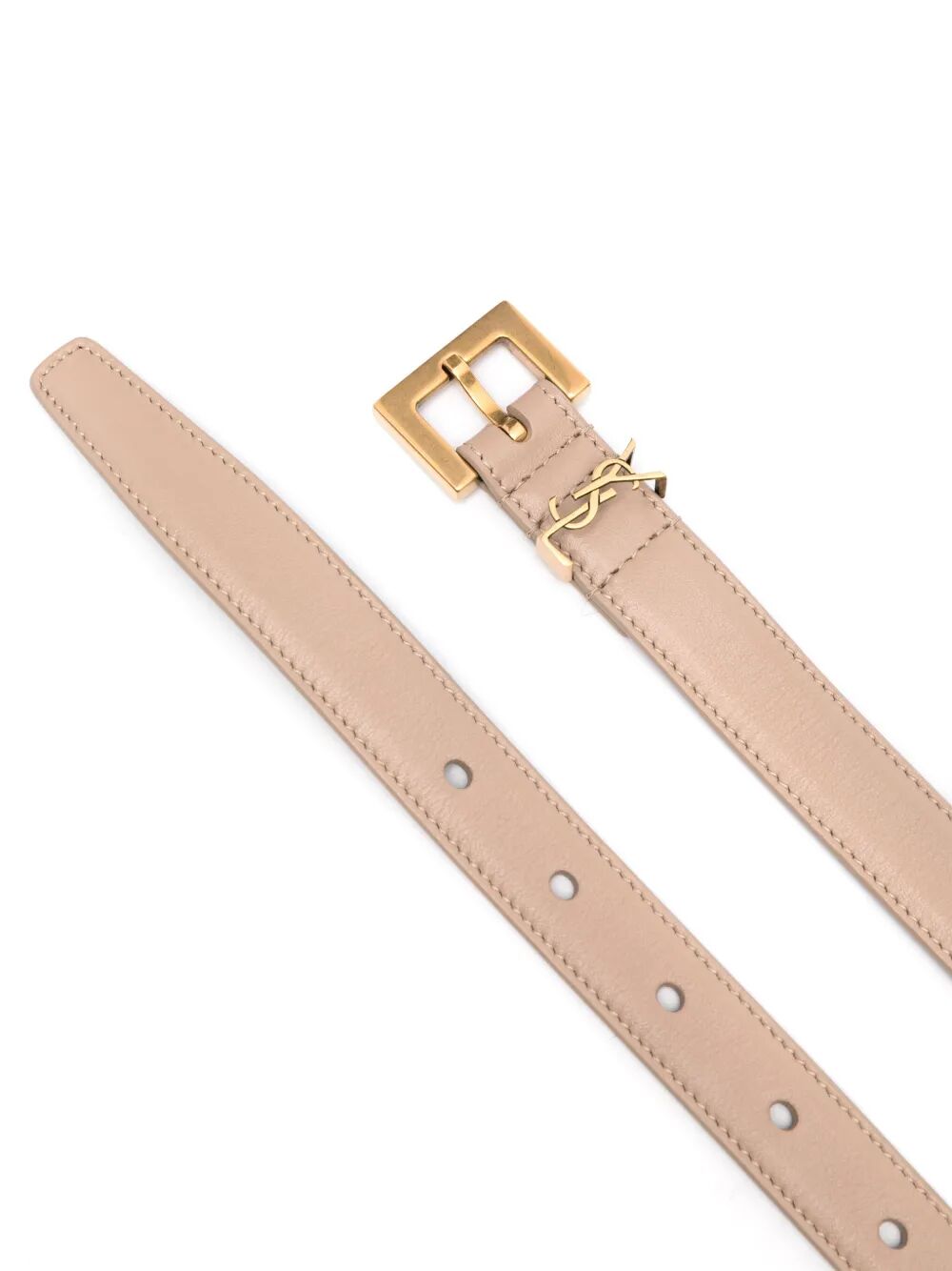 Saint Laurent Women Cassandre Thin Belt With Square Buckle In Box Leather SAINT LAURENT