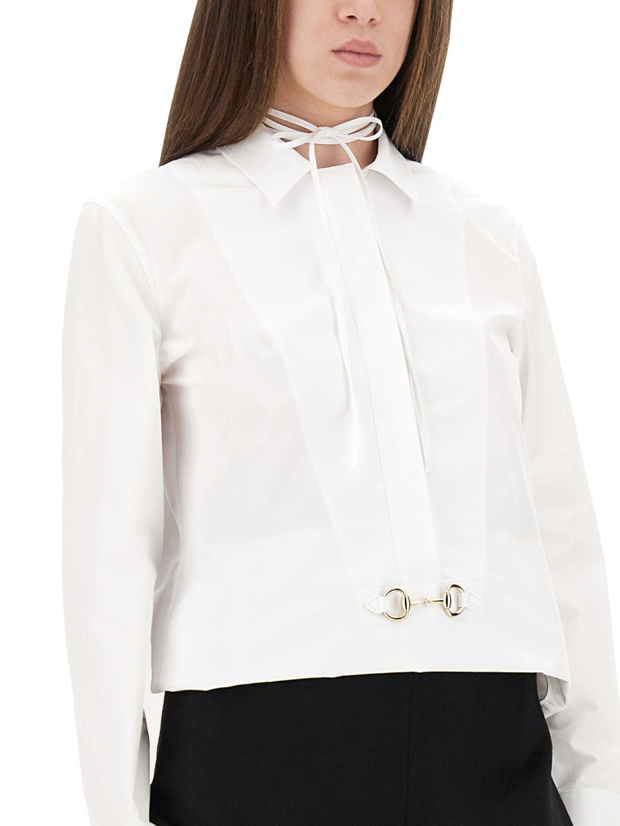 Gucci Women Cotton Poplin Shirt With Clamp GUCCI