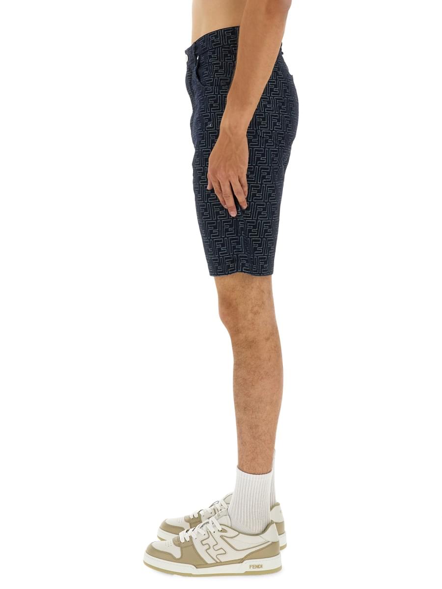 Fendi Men Ff Jacquard Denim Shorts FENDI