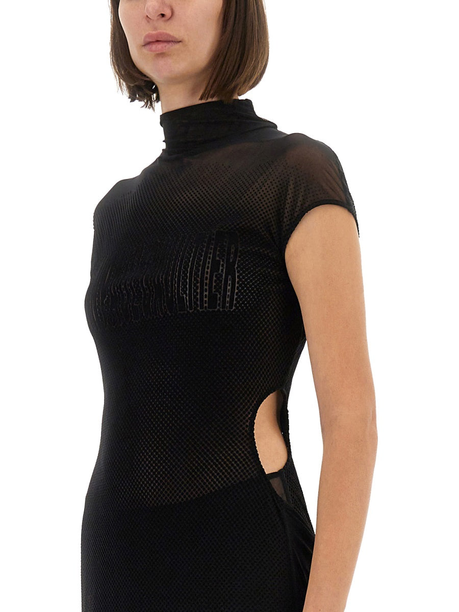 Jean Paul Gaultier Women Mesh Dress With Flocked Logo JEAN PAUL GAULTIER