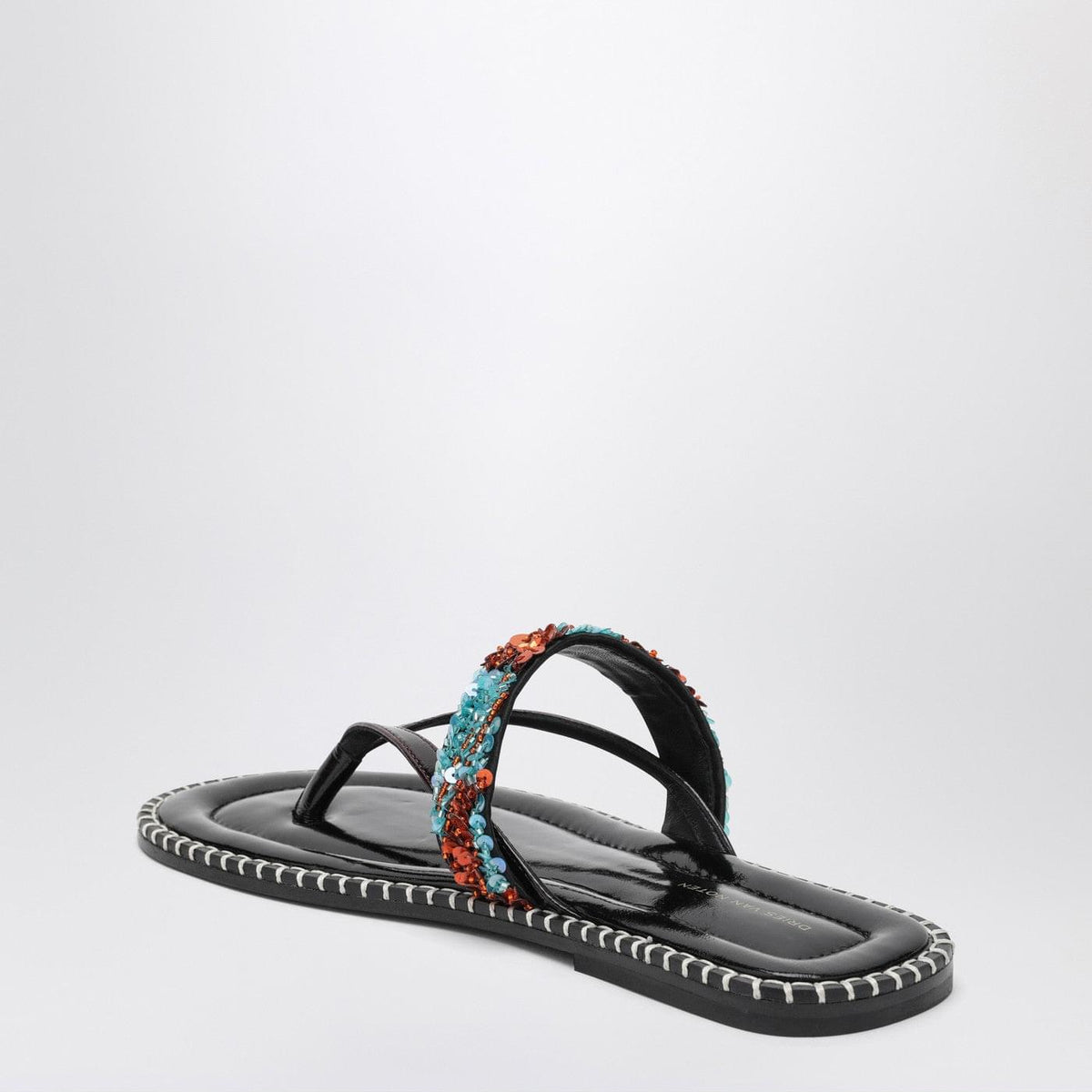 Dries Van Noten Black Thong Slip-On Sandals With Sequins Women DRIES VAN NOTEN
