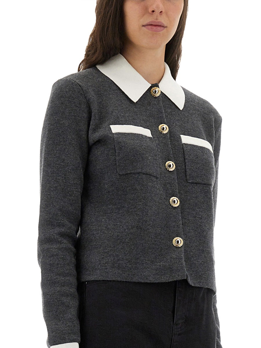 Self-Portrait Women Cardigan With Contrasting Collar SELF-PORTRAIT