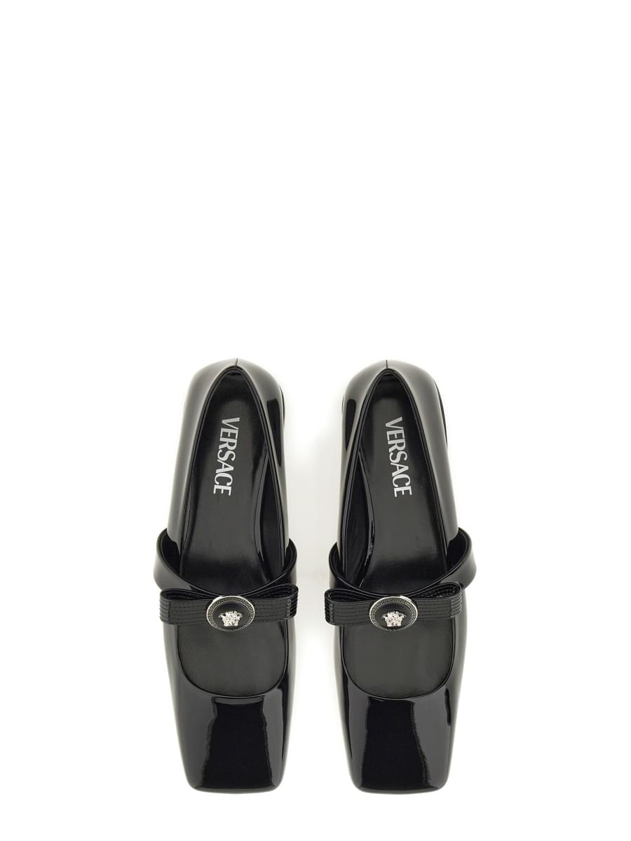 Versace Women Patent Leather Ballerina "Gianni Ribbon" VERSACE