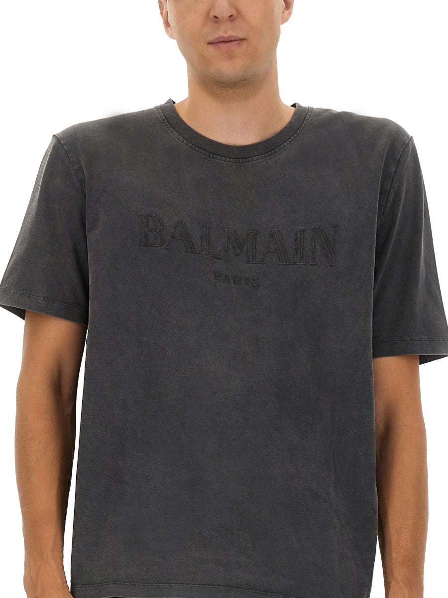 Balmain Men T-Shirt With Logo Embroidery BALMAIN