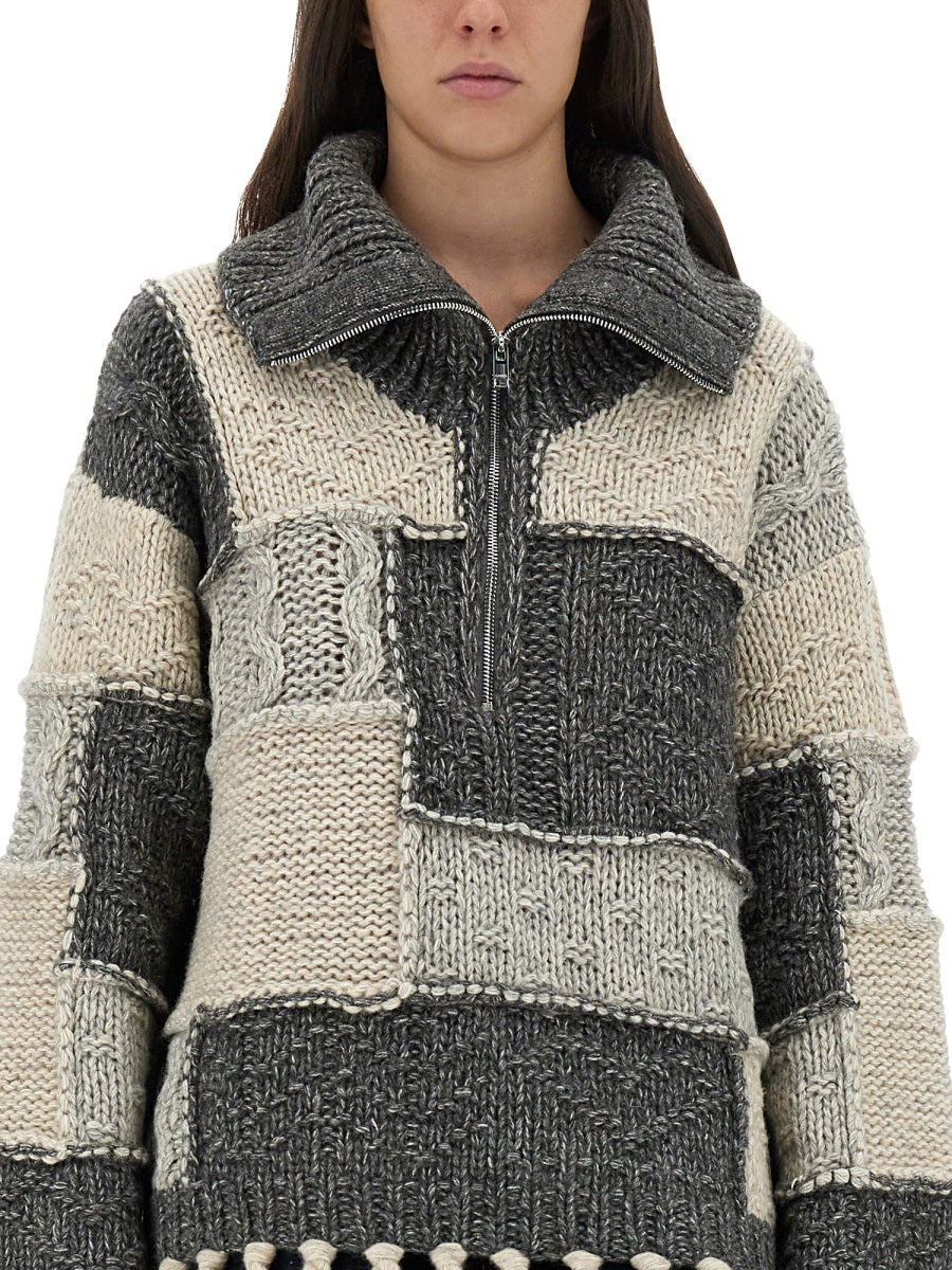 Ganni Women Patchwork Jersey With Bangs GANNI