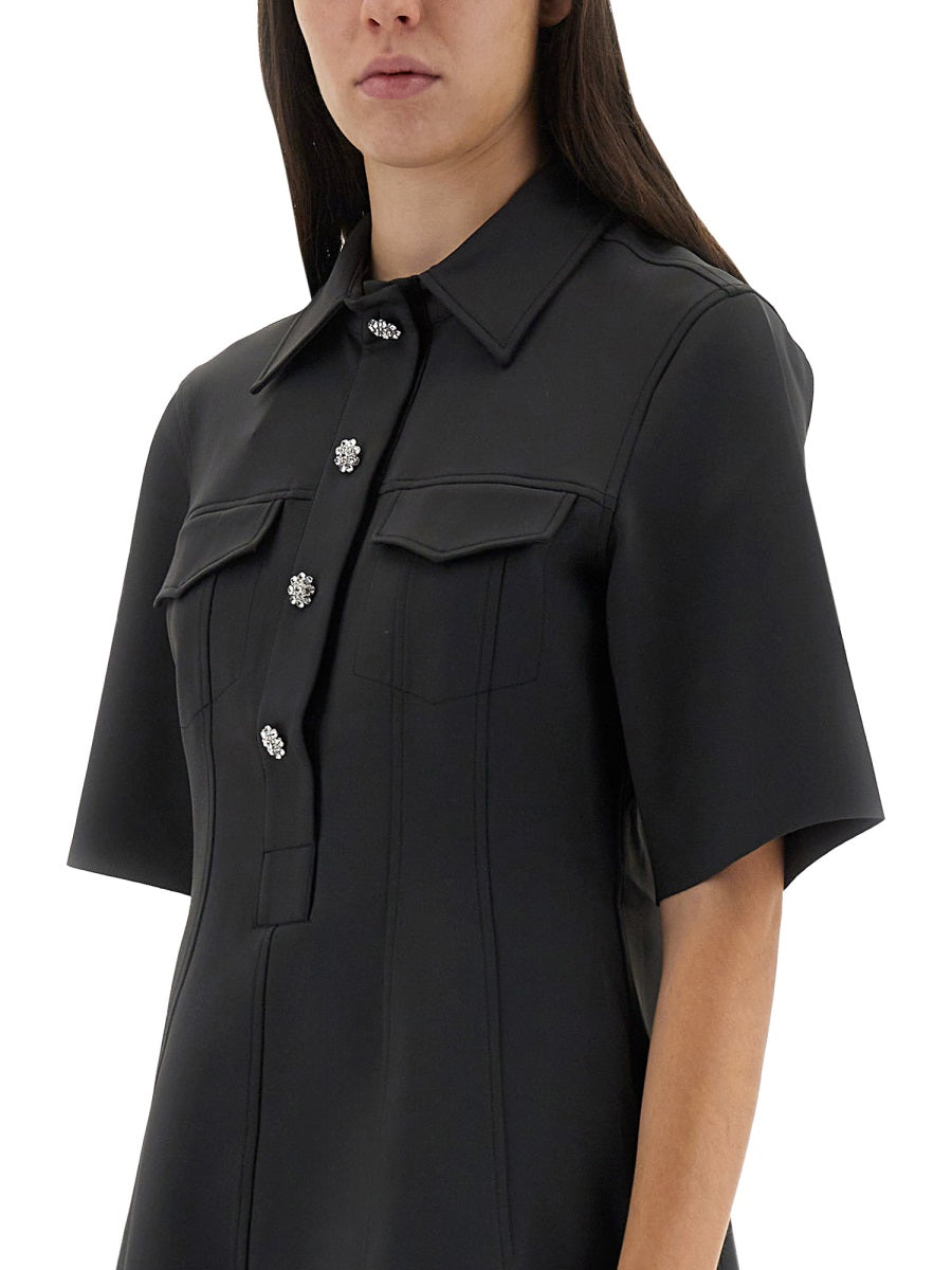 Ganni Women Mini Dress With Scalloped Buttons GANNI