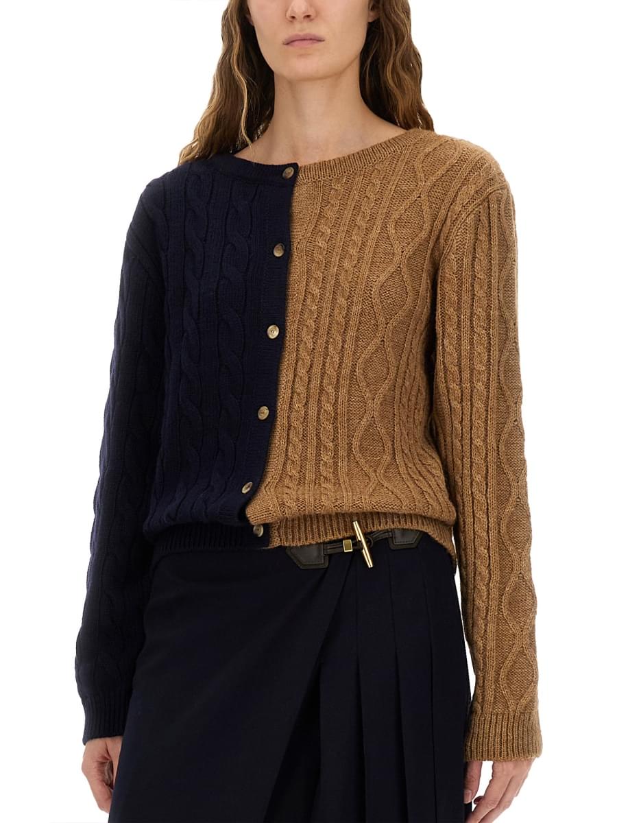 Moschino Women Two-Tone Alpaca Blend Cardigan MOSCHINO