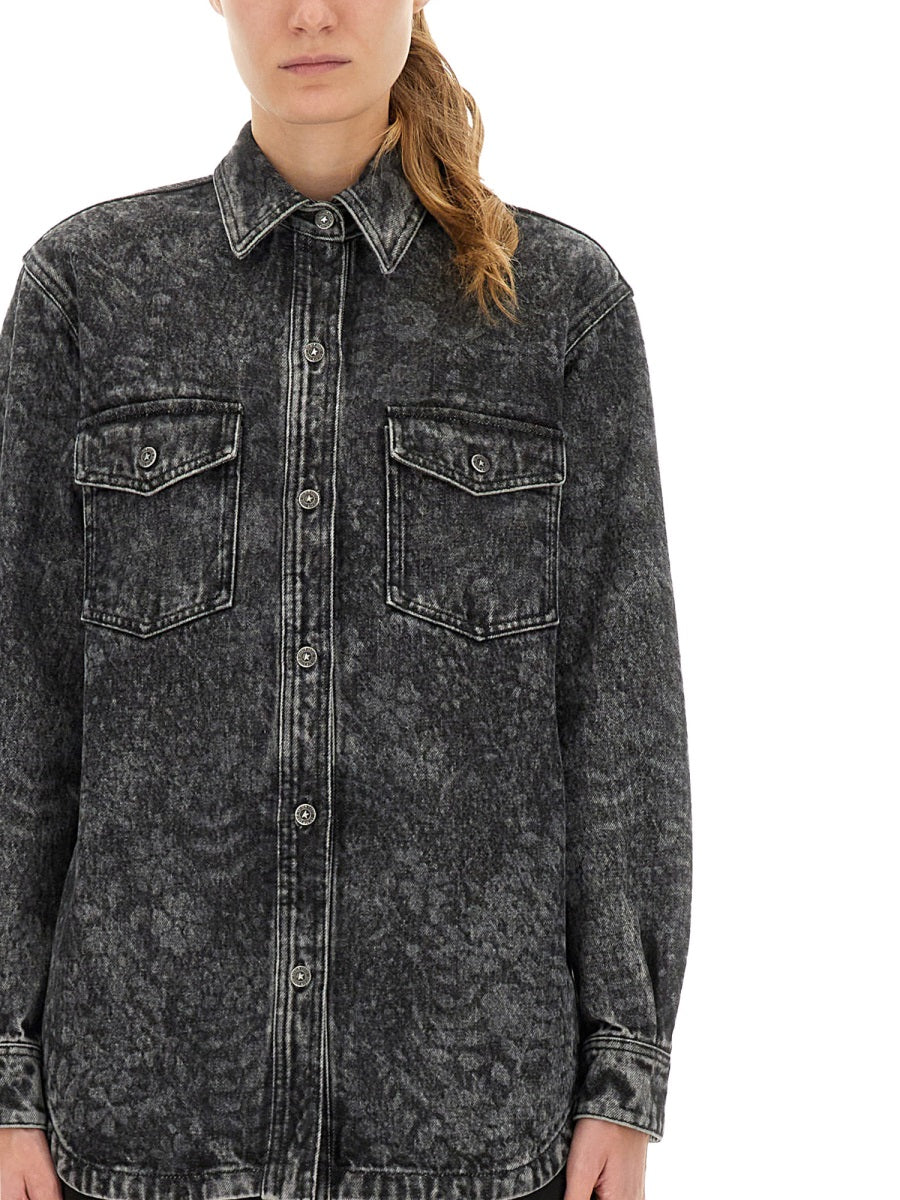 Golden Goose Women "Ollie Boyfriens" Shirt With Laser Flowers