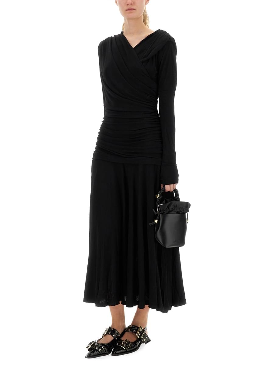 Ganni Women Gathered Midi Dress GANNI