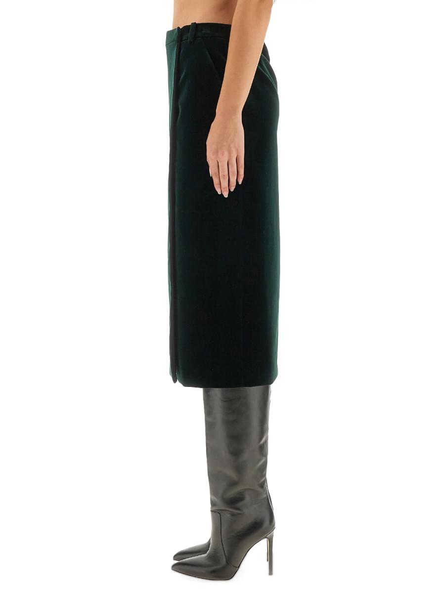 Saint Laurent Women Velvet Crossover Midi Skirt SAINT LAURENT
