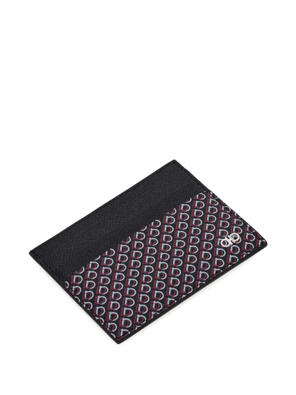 Ferragamo Men Micro Gancio-Print Hammered Leather Card Holder FERRAGAMO
