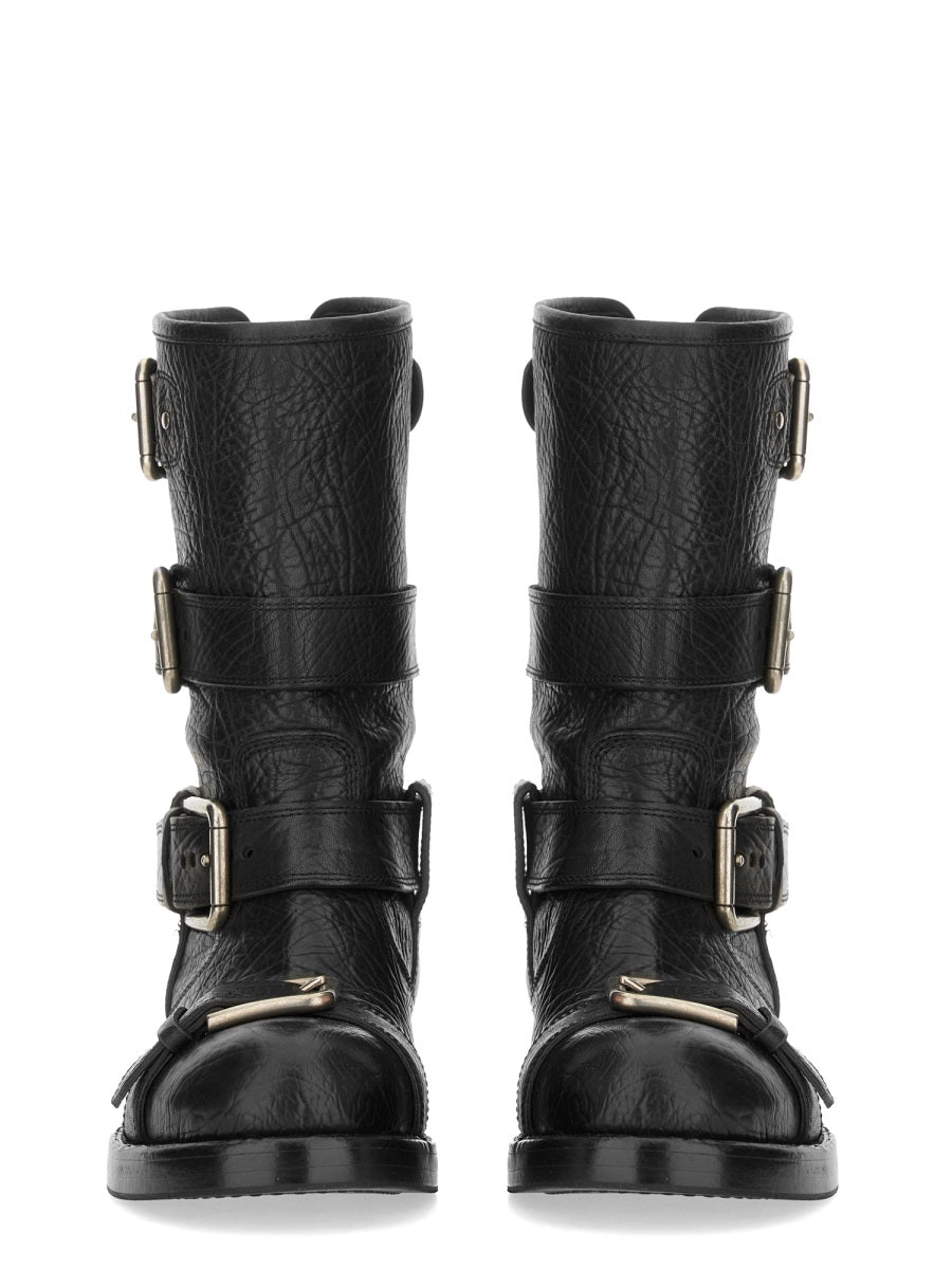 Dolce & Gabbana Women Leather Boot With Buckles DOLCE & GABBANA