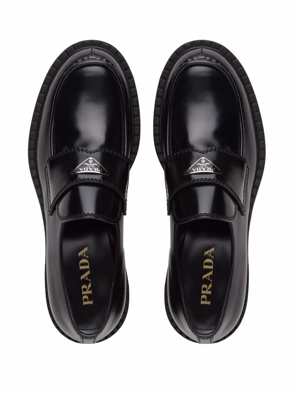 Prada Men Chocolate Brushed Leather Loafers PRADA