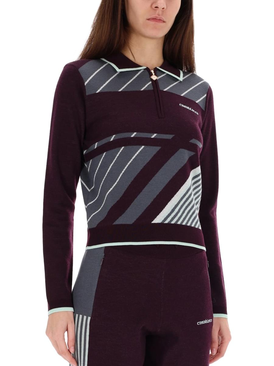 Casablanca Women "Diagonal" Tennis Polo Shirt CASABLANCA