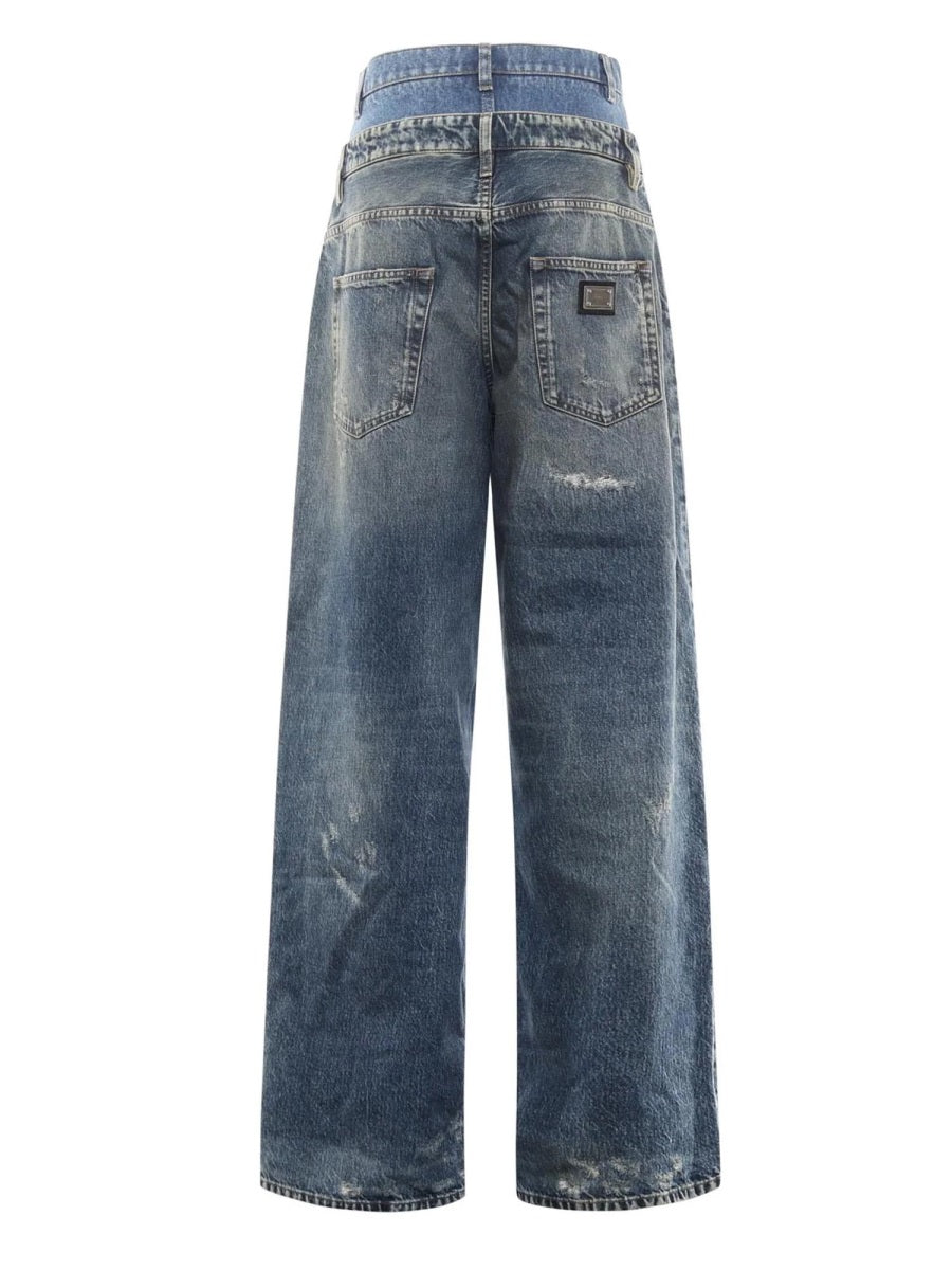 Dolce & Gabbana Women Double Layer Denim Jeans DOLCE & GABBANA