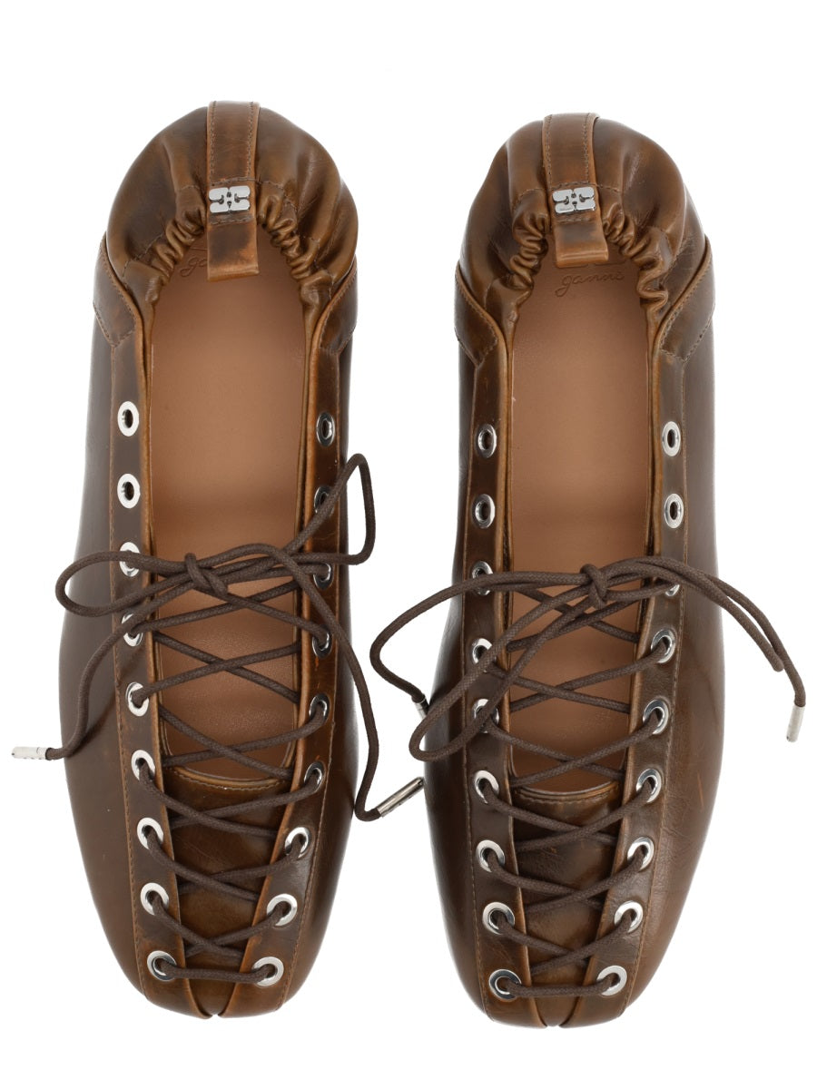 Ganni Women Ballerina With Laces GANNI