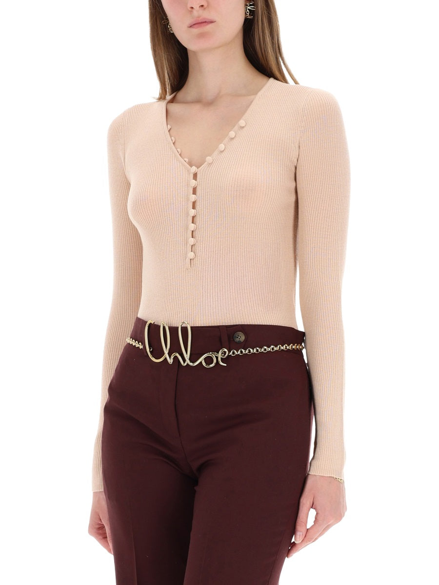 Chloé Women Ribbed Knit With Buttons CHLOE