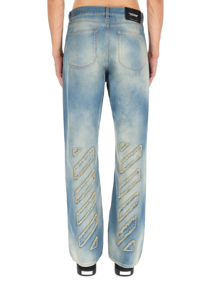 Off-White Men "Diag Raw Patch" Jeans OFF-WHITE