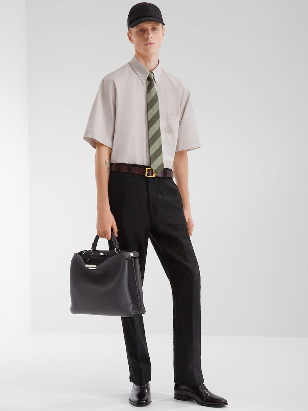 Fendi Men Linen Ff Jacquard Trousers FENDI