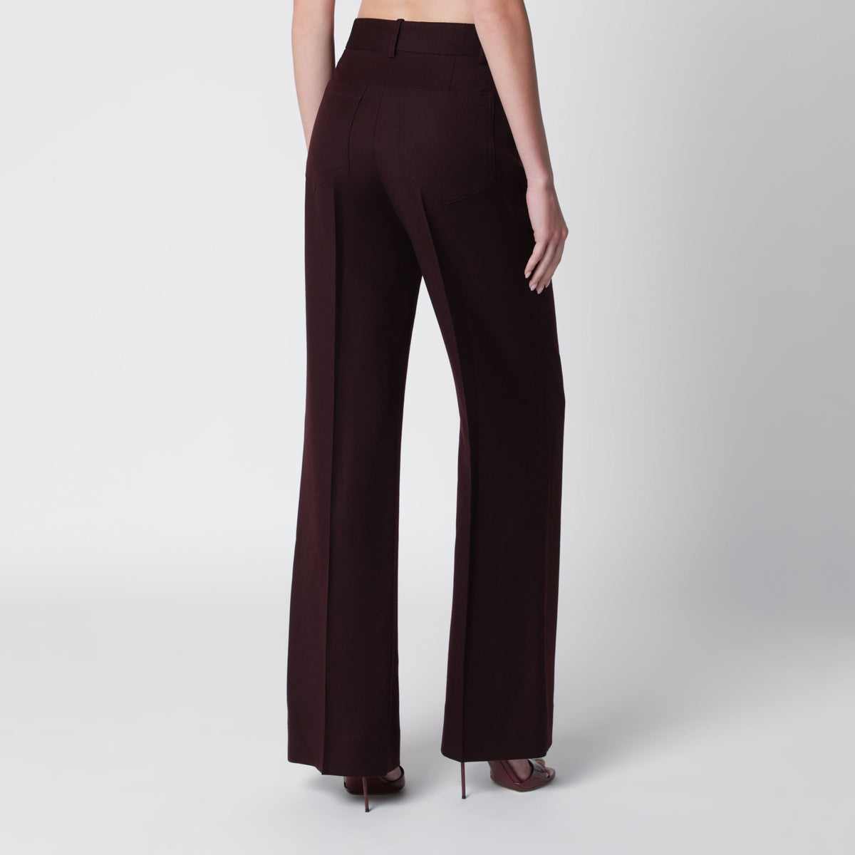 Victoria Beckham Dark Acai Purple Virgin Wool Flannel Trousers Women VICTORIA BECKHAM