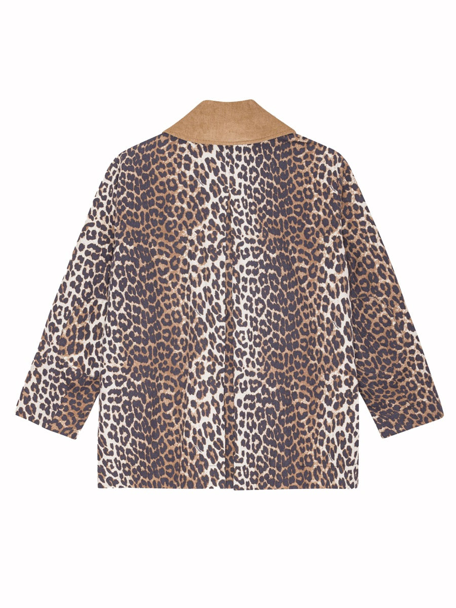Ganni Women Leopard Print Midi Jacket GANNI