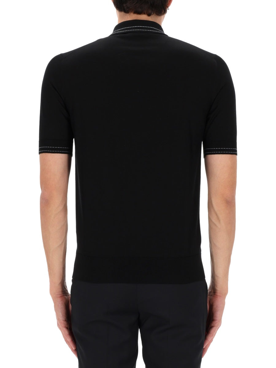 Dolce & Gabbana Men Silk Polo. DOLCE & GABBANA