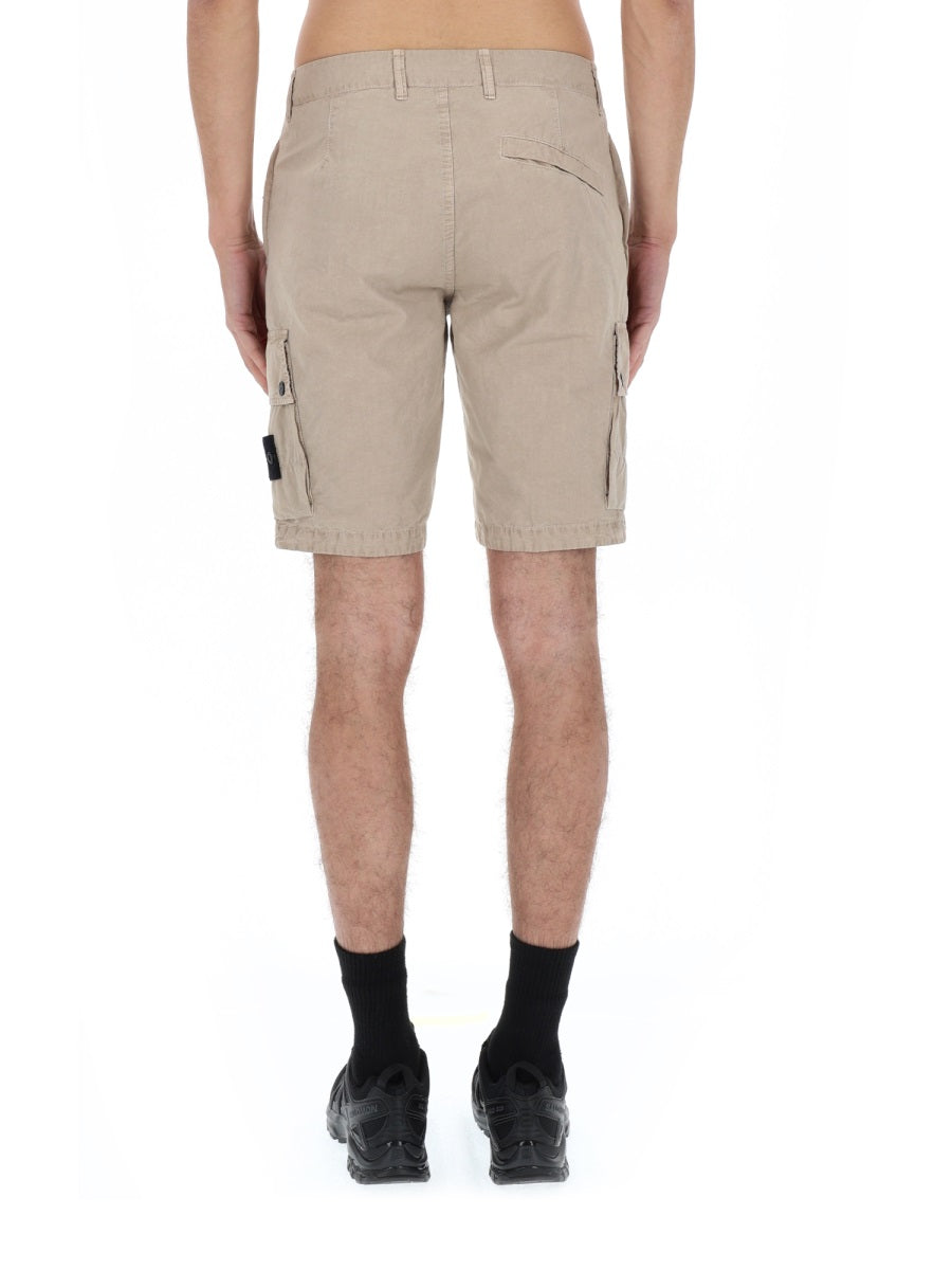 Stone Island Men Cargo Shorts With Logo Patch STONE ISLAND