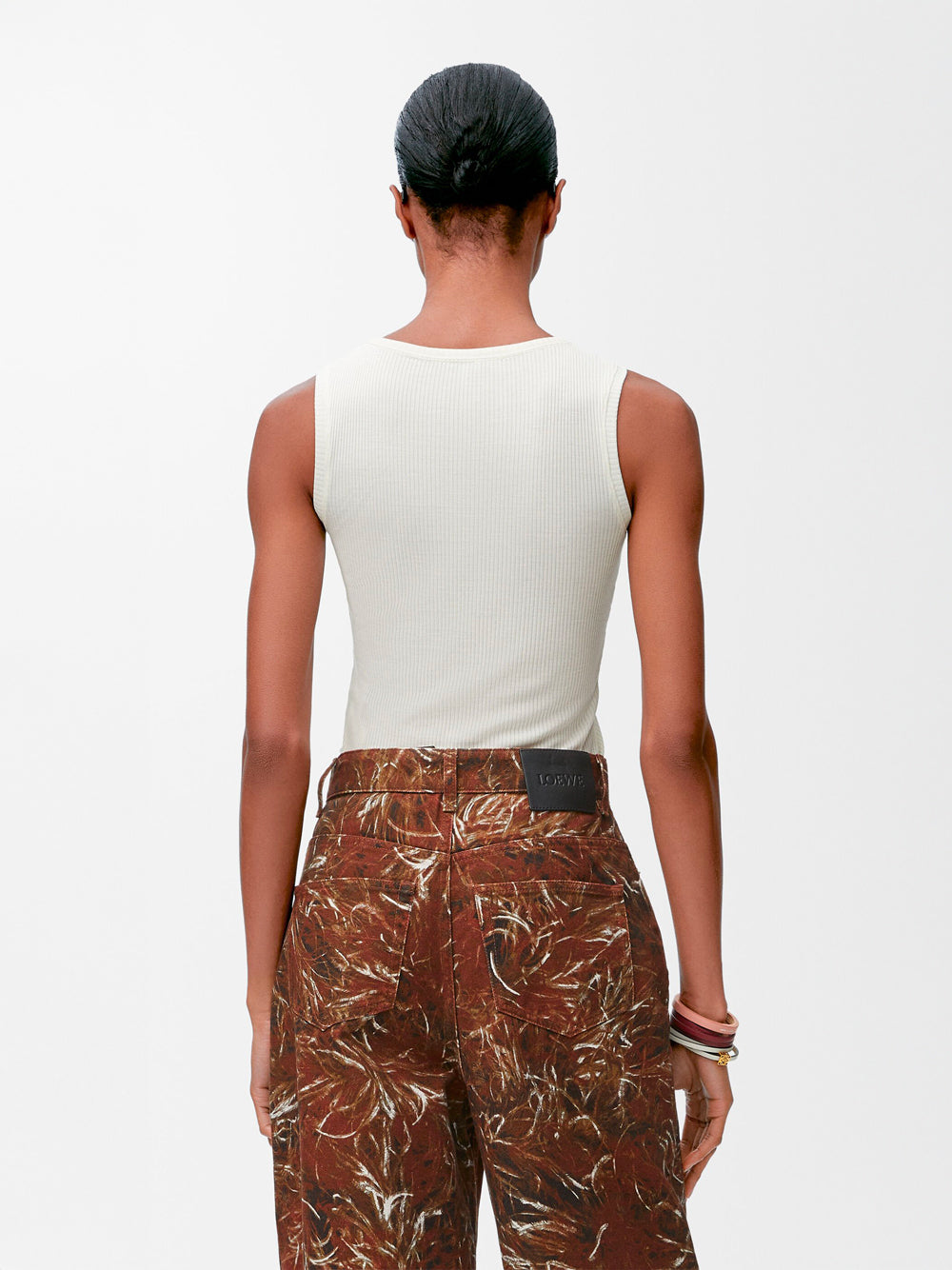 Loewe Women Anagram Ribbed Silk Tank Top LOEWE
