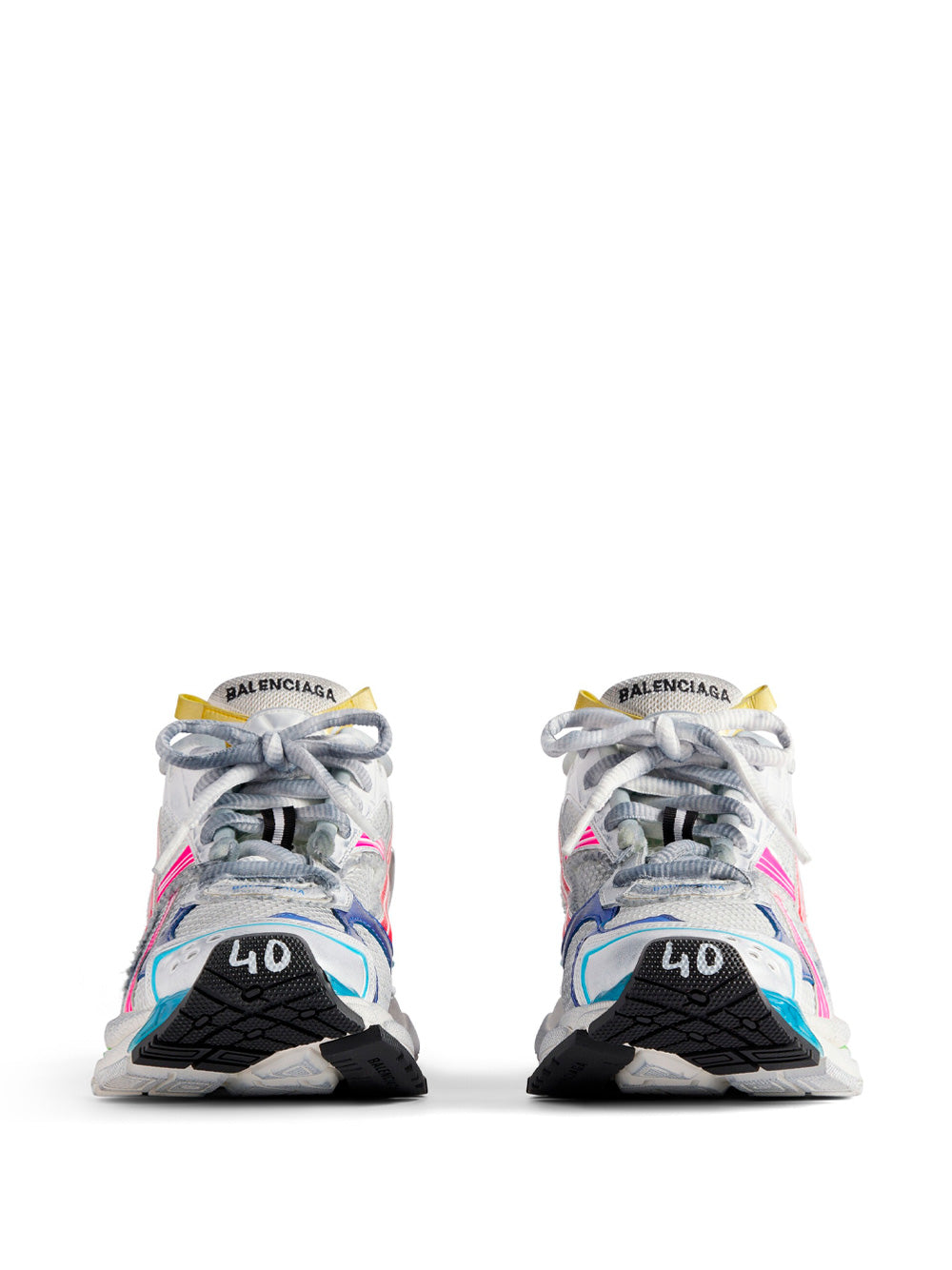 Balenciaga Women Mesh And Nylon Multicolor Worn-Out Effect Runner Sneakers BALENCIAGA