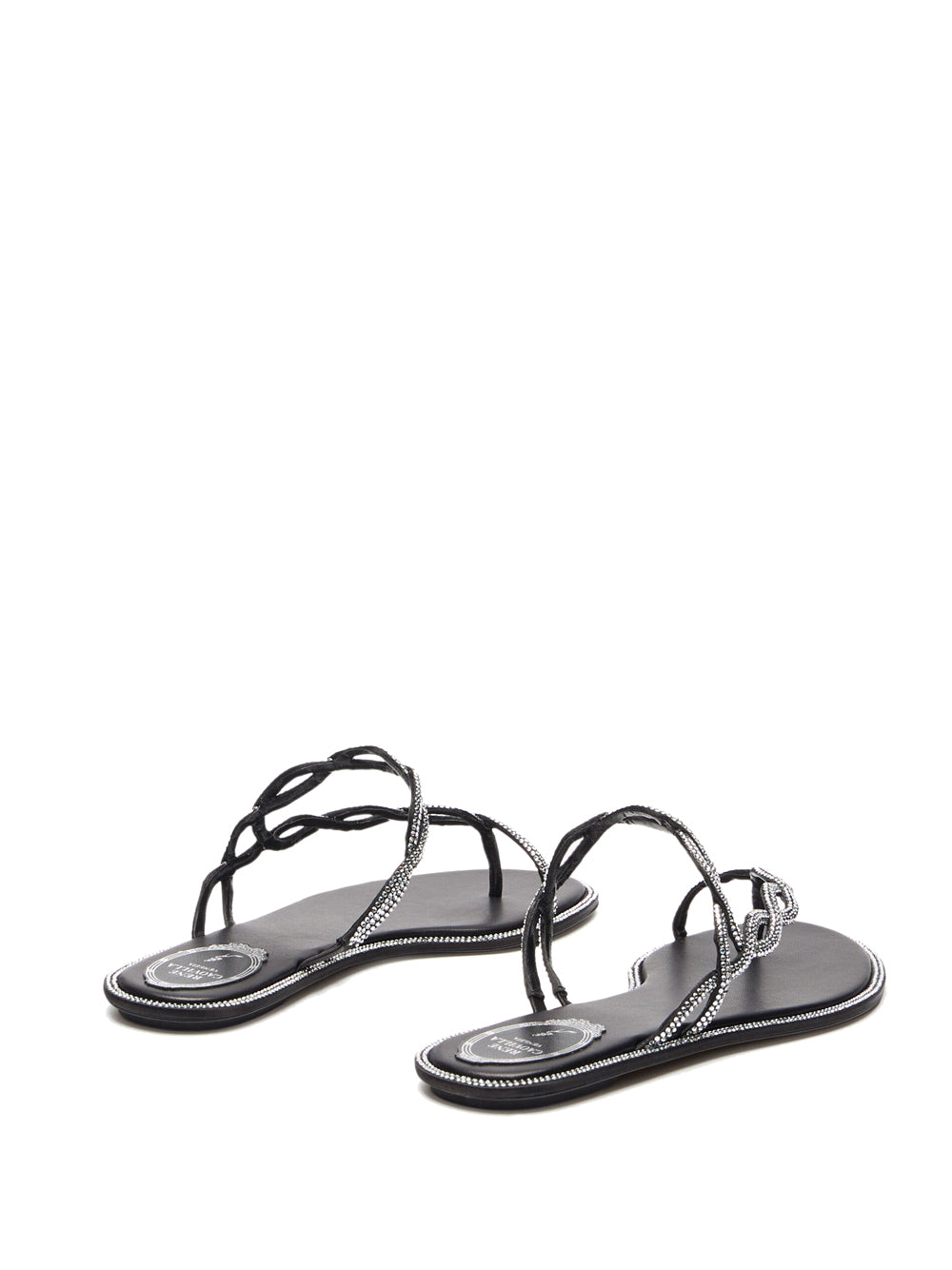 Rene Caovilla Women Sandalo Flat Braid Nero 10 RENE CAOVILLA