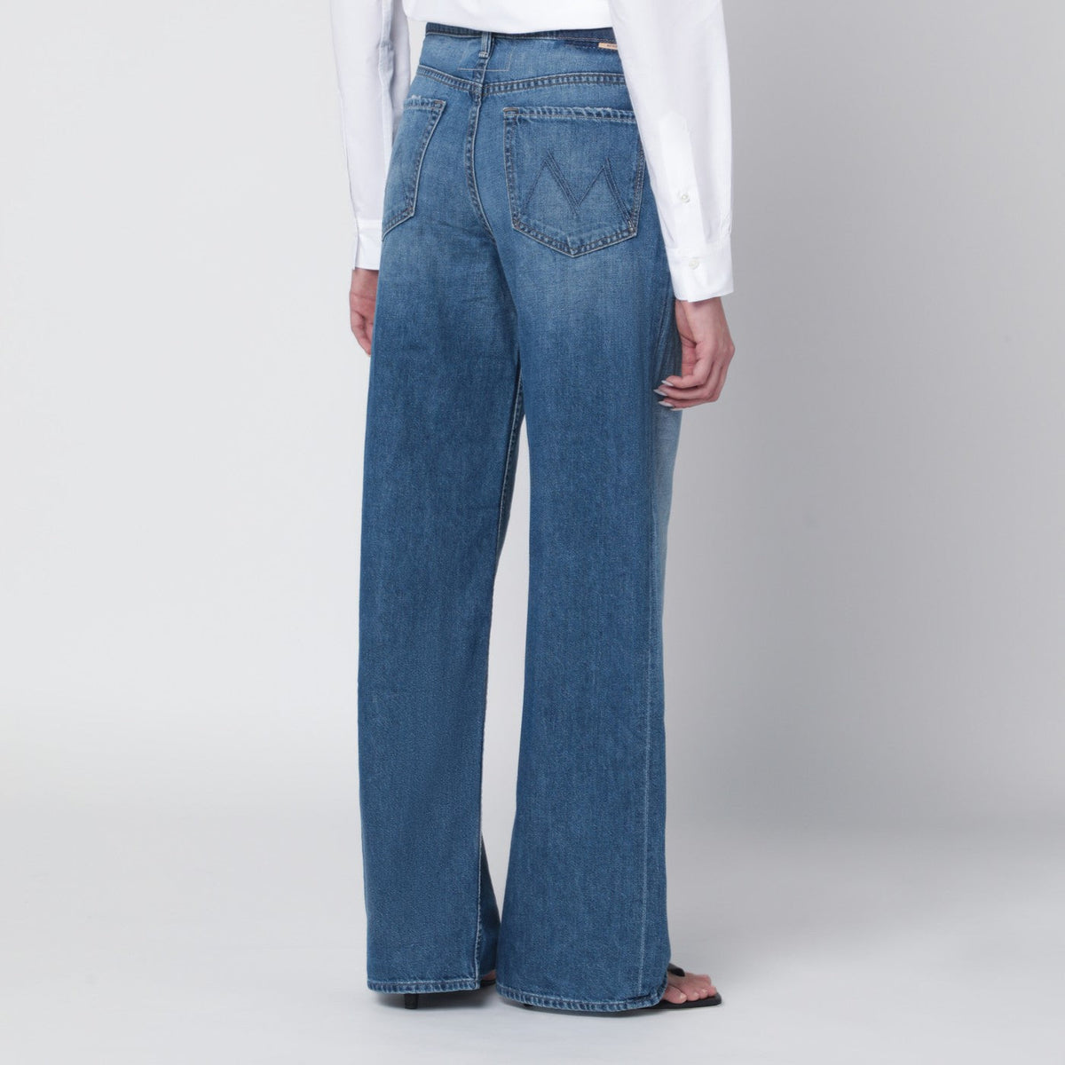 Mother Hit Shuffle Washed Blue Wide-Leg Jeans Women Mother