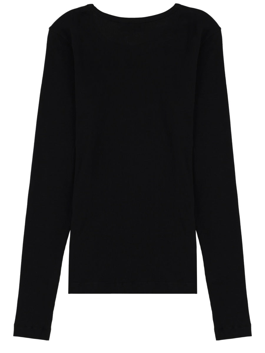 Ganni Women Long Sleeve Top With Logo GANNI