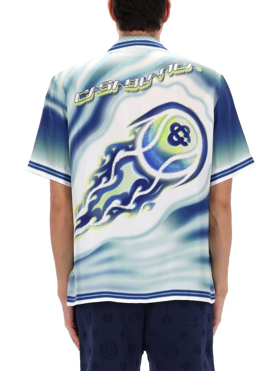 Casablanca Men "Flaming Tennis Ball" Shirt CASABLANCA