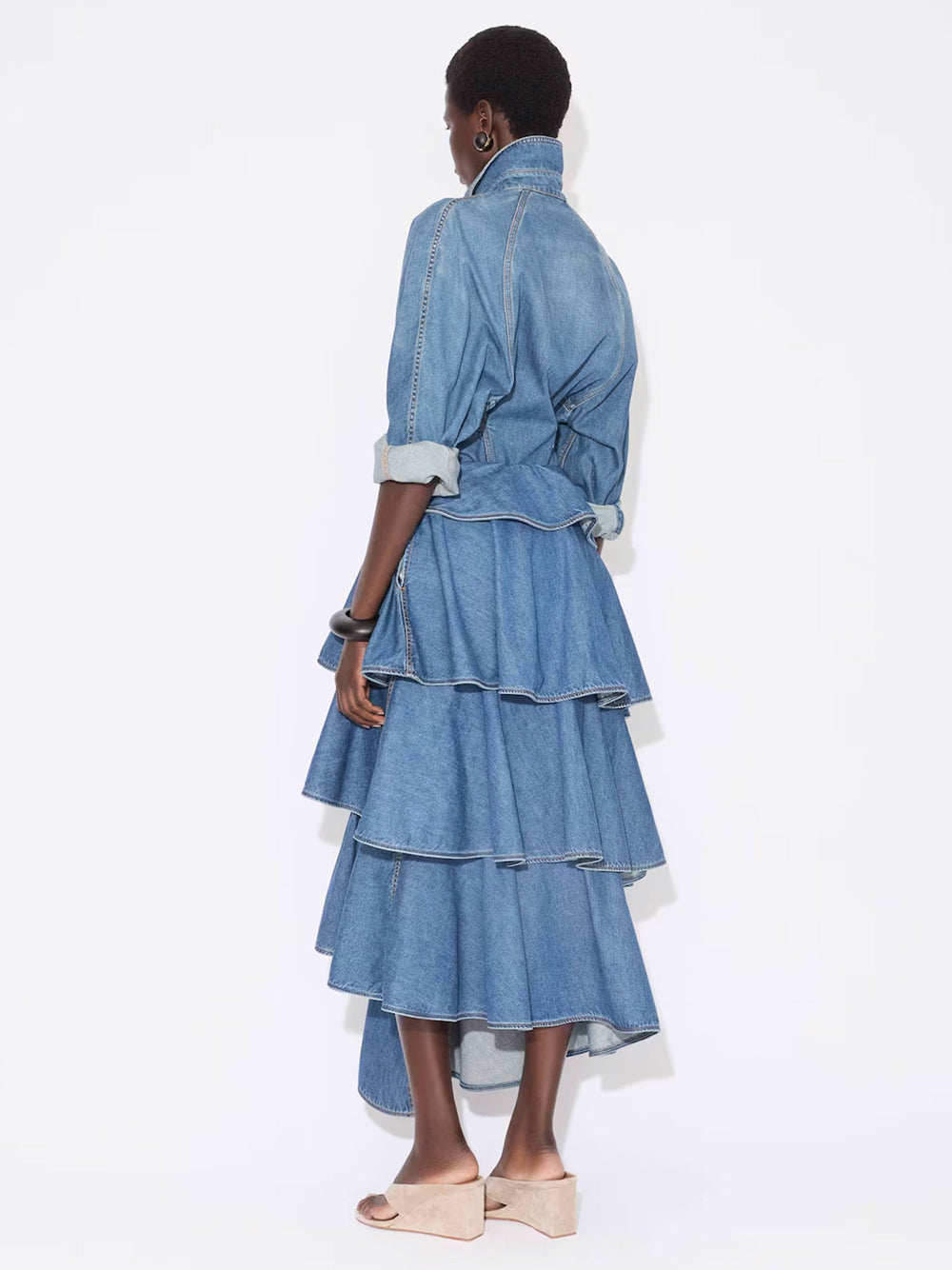 Alaia Women Round Denim Shirt ALAIA