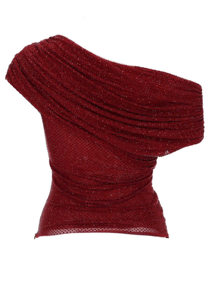 Self-Portrait Women Asymmetrical Top With Rhinestones SELF-PORTRAIT