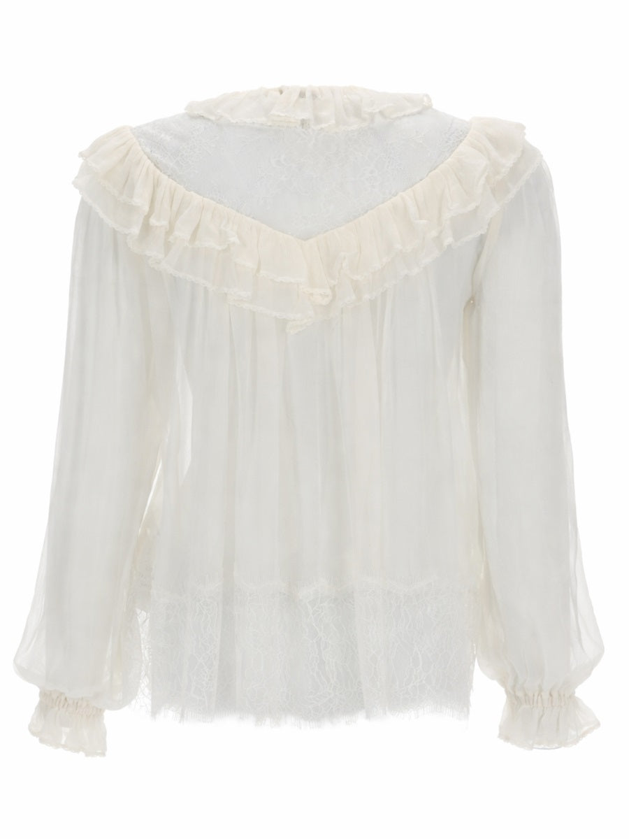 Self-Portrait Women Georgette Blouse With Ruffles SELF-PORTRAIT