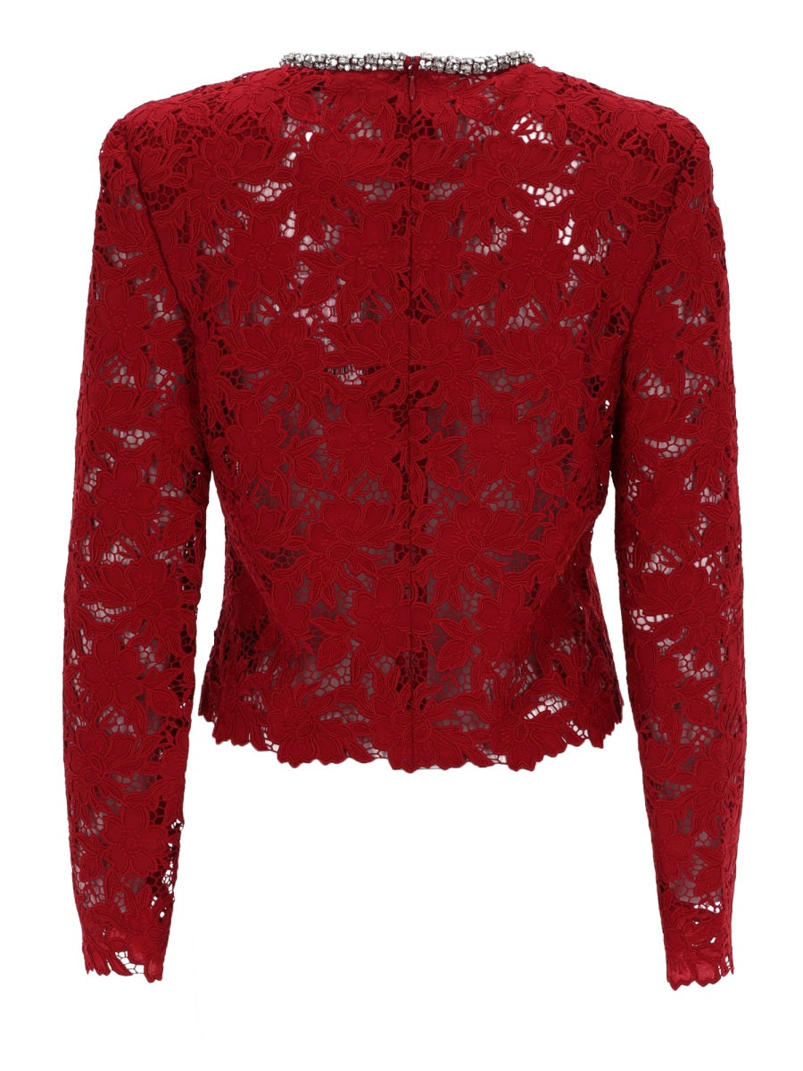 Self-Portrait Women Lace Top With Crystals