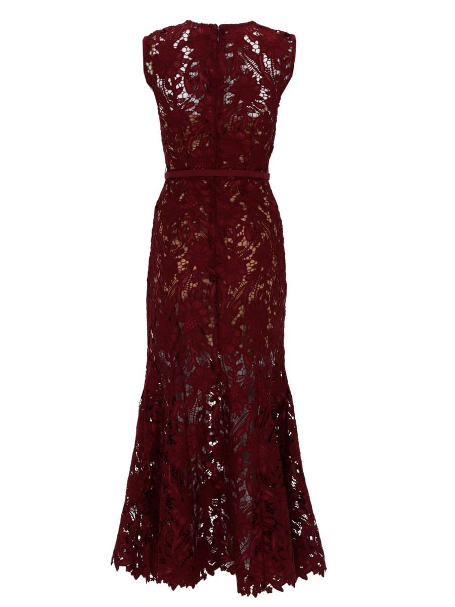 Self-Portrait Women Floral Lace Midi Dress SELF-PORTRAIT