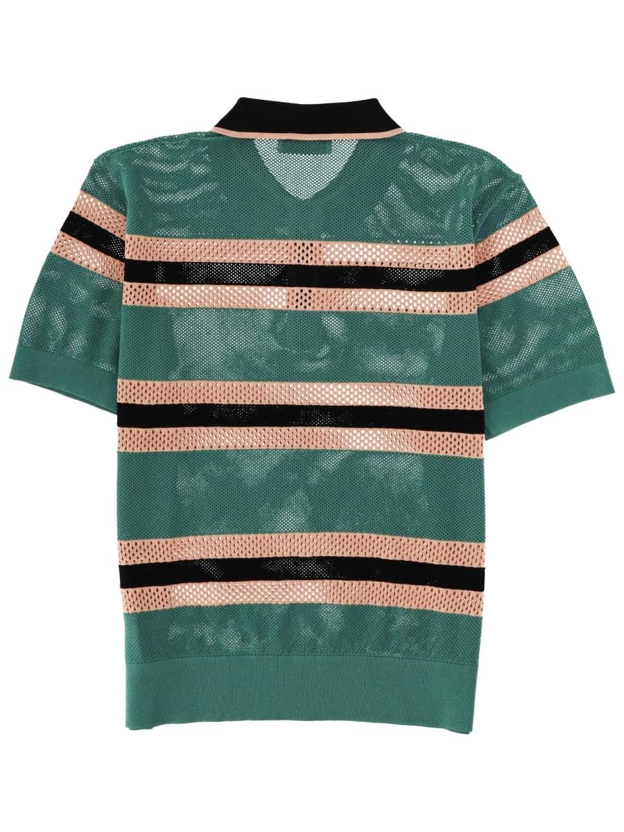 Dries Van Noten Men Perforated "Mercy Stripe" Polo Shirt DRIES VAN NOTEN