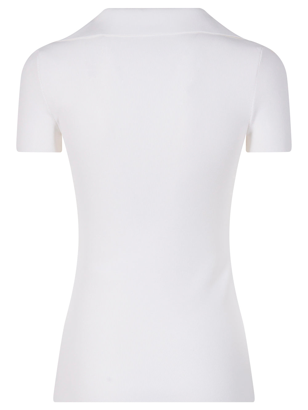 Balenciaga Women Ribbed V-Neck Short-Sleeved Polo Shirt BALENCIAGA