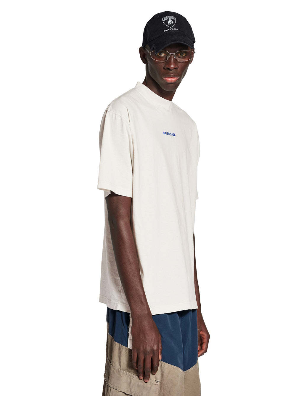 Balenciaga Men Balenciaga Back T-Shirt Medium Fit In Dirty White/Blue BALENCIAGA