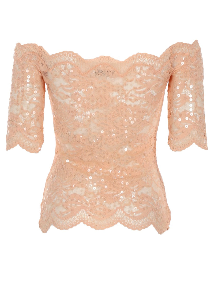Rabanne Women Top In Pizzo Con Paillettes PACO RABANNE