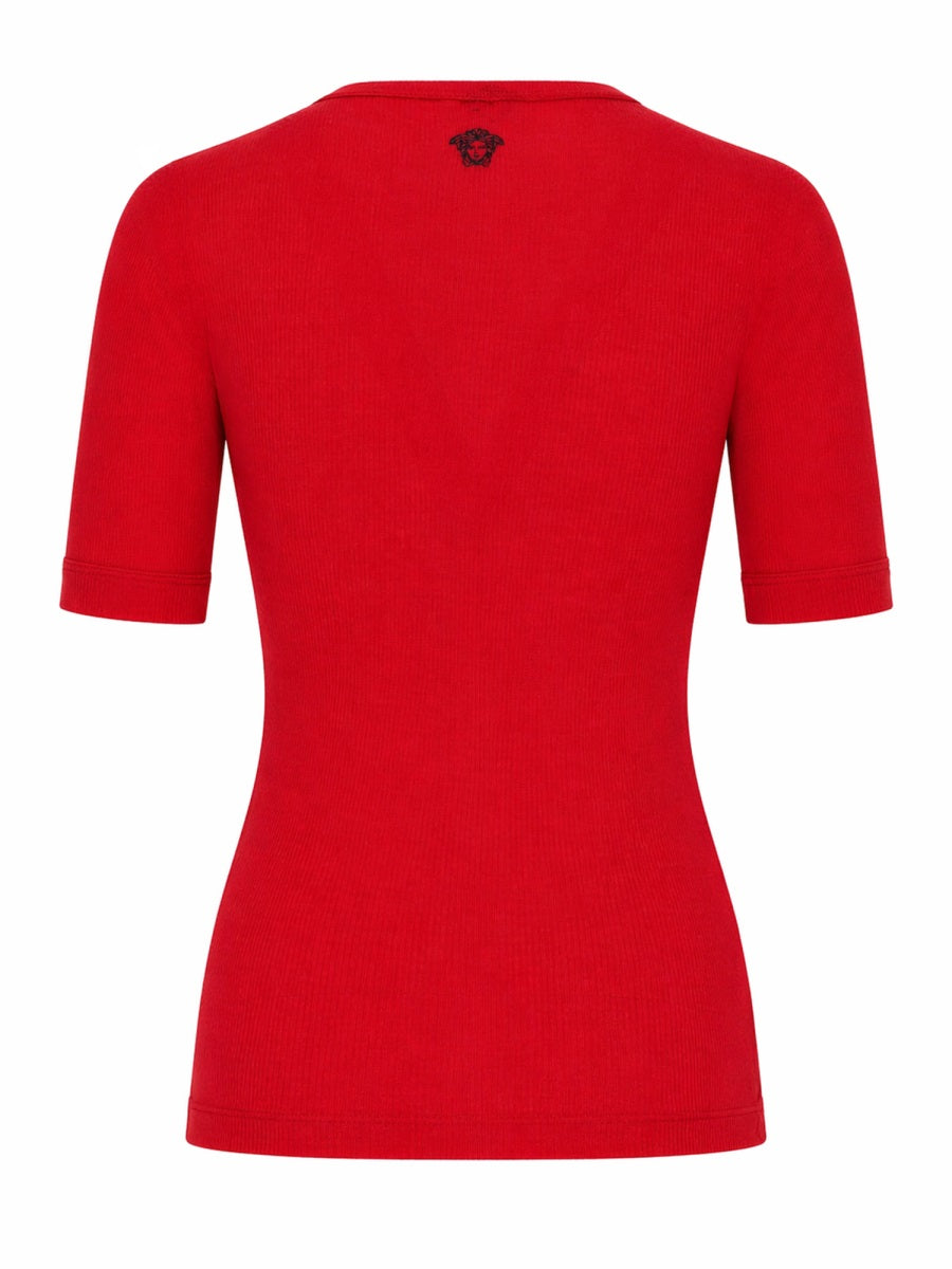 Versace Women T-Shirt In Lana A Coste Con Ricamo